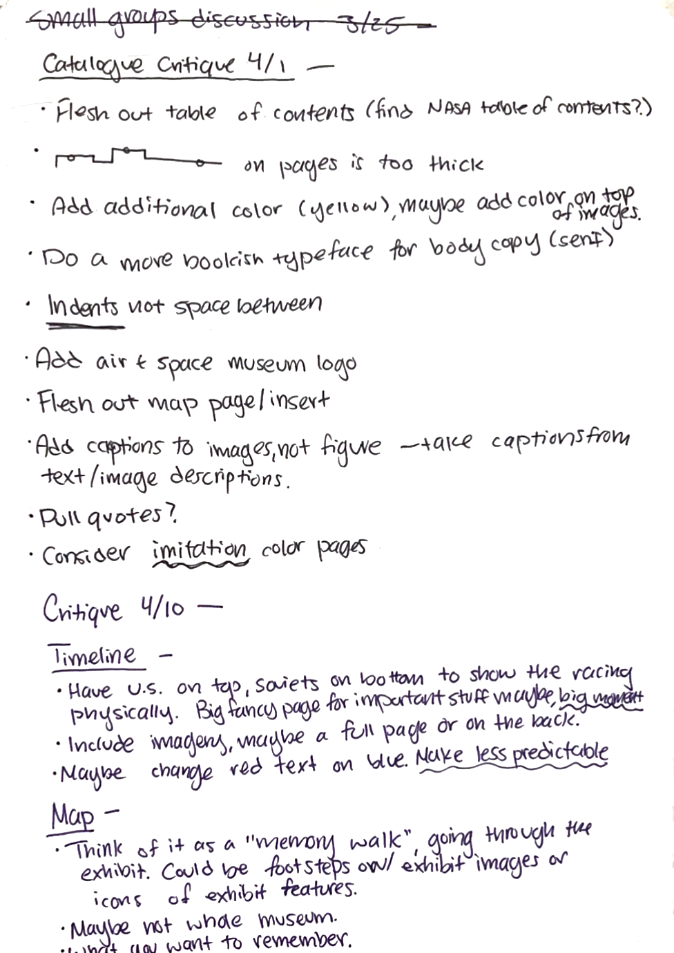 notes from critique on space race project