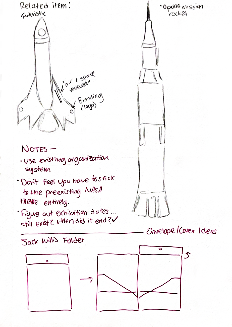 sketches of the collectible paper rocket