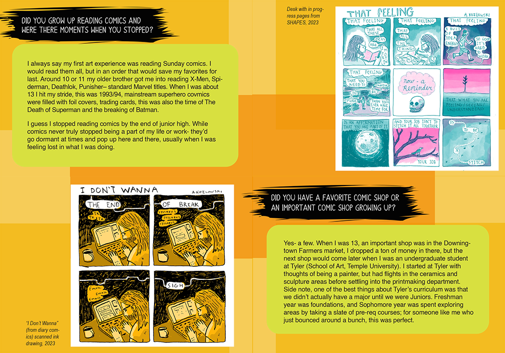 unfolded view of the orange first page of the zine